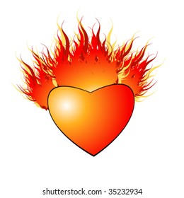 vector illustration of burninging heart