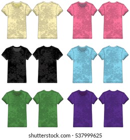 Vector illustration of Burnout/Slub style tees in various colors