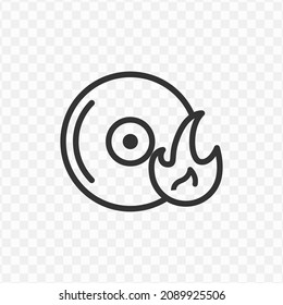 Vector illustration of burnt audio cd icon in dark color and transparent background(png).