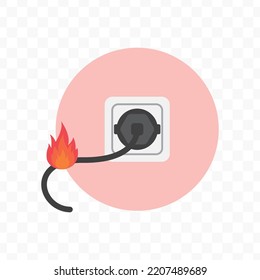 Vector Illustration Of Burnt Cable Icon Sign And Symbol. Colored Icons For Website Design .Simple Design On Transparent Background (PNG).