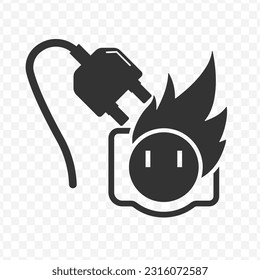 Vector illustration of burnt plug icon in dark color and transparent background(PNG).