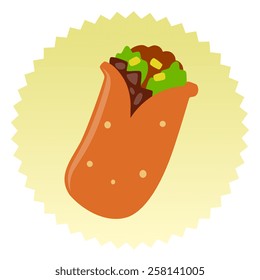 Vector illustration of burrito sign isolated on white. 