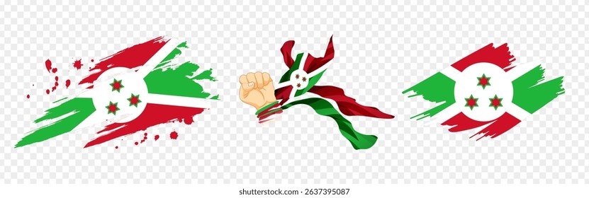 Vector illustration of Burundi flag composition on transparent background