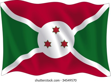 Vektorgrafik der Burundi-Flagge einzeln auf weißem Hintergrund