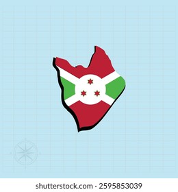 Vector illustration of Burundi flag map.
