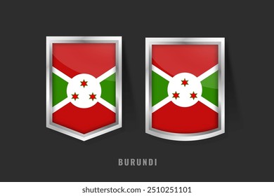 Ilustración vectorial de BURUNDI Label Logo. BURUNDI Signo de la insignia BURUNDI con la bandera, Plantilla de Anuncios de la etiqueta de Producto de Burundi.