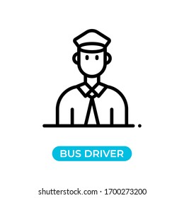 Vector Illustration Bus Driver Avatar Icon Use Black Color With Line Design Style