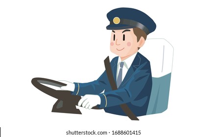 Vector Illustration | Bus Driver Driving