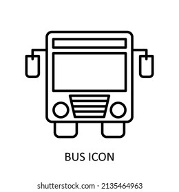 Vector illustration with bus icon. Outline drawing