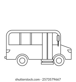 Vector illustration of a bus in line art style isolated on white background. Children's car illustration