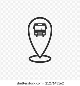 Vector Illustration Of Bus Location Icon In Dark Color And Transparent Background(png).