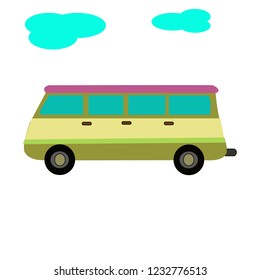 vector illustration of bus in pixel style