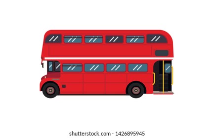 Red London Bus Isolated White Background Stock Vector (Royalty Free ...