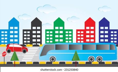 Vector Illustration: Bus station.
