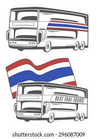 Vector illustration of bus with Thailand flag.