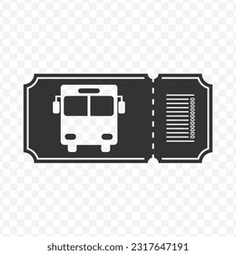 Vector illustration of bus ticket icon in dark color and transparent background(PNG).