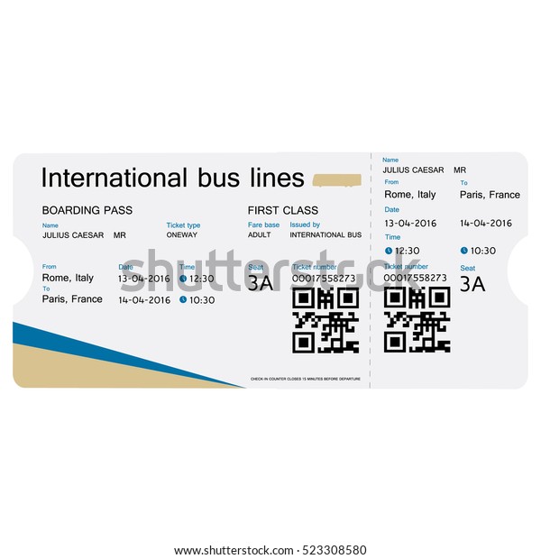 Vector Illustration Bus Ticket Template Design Stock Vector Royalty Free 523308580