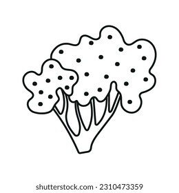 Vector illustration of bush with berries in doodle style. Isolated on white background