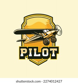 Vector illustration of bush plane badge collection