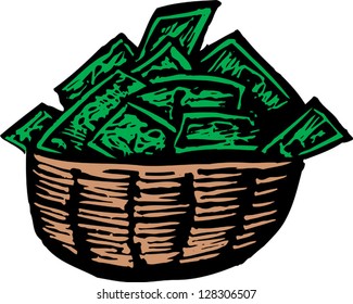 Vector illustration of a bushel of money