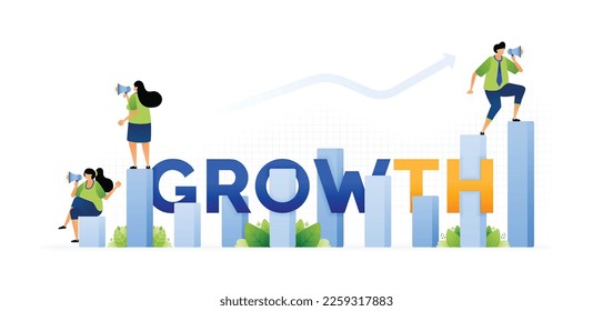 Vector illustration of business ascent. Charting company growth. Prosperity in visualizing business progress. Success on rise of business development. Can use for ad, poster, campaign, website, apps