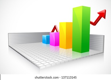 vector illustration of business bar graph with ascending arrow