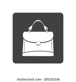 Vector illustration of business briefcase icon. Black isolated on white background.