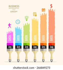 Vector illustration business brush infographics for finance. vertical stripes. Flat Design 