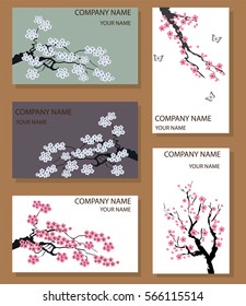 vector illustration of business card with cherry blossom