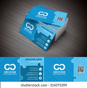 Vector illustration of business card made of puzzle.