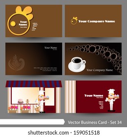 Vector illustration: Business card template set: food, restaurant & drink, coffee theme business card template (Part 34)