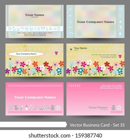 Vector Illustration: Business Card Template Set: Baby, Flower, Pastel Colors Theme Business Card Template (Part 35)