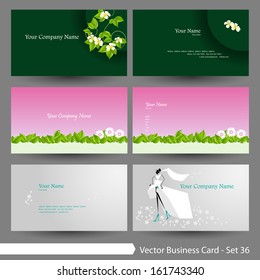 Vector illustration: Business card template set: wedding, flower, anniversary theme business card template (Part 36)