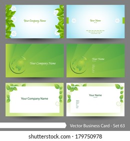 Vector illustration: Business card template set: clean, environment & leaf theme business card template (Part 63)