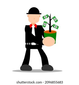 ilustración vectorial de caracteres empresariales con expresiones, fondo blanco. Diseño sencillo y plano, adecuado para web, anuncios, banners, plantillas
