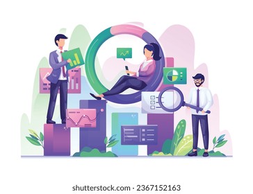 Vector illustration business chart analysis concept flat cartoon style