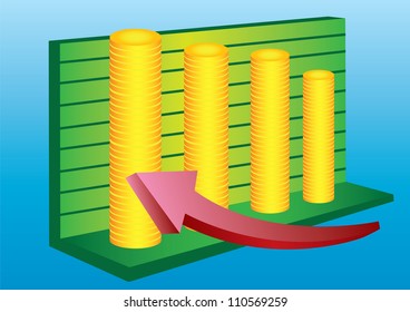 Vector illustration of business charts using coins