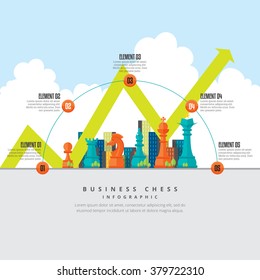 Vector illustration of business chess infographic design element.