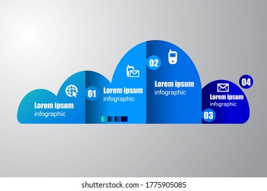 Vector illustration business 
cloud infographics six options. Template for brochure, business, web design