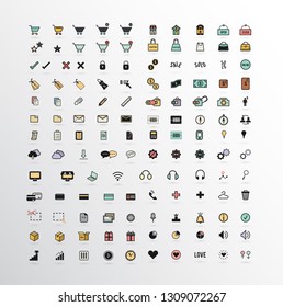 Vector Illustration. Business color icons set 