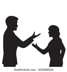 Vector illustration of business communication concept, black silhouette of people on white background