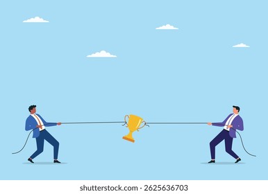 Vector illustration of a business competition concept two businessmen competed to achieve their success

