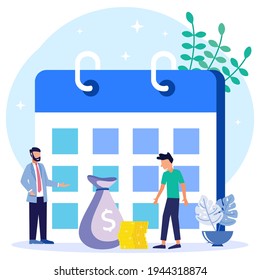 Vector illustration of business concept, businessperson with clock on white background, express service, time management concept, managing work schedule.