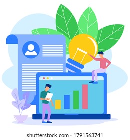 Vector illustration of a business concept. company business growth, improving quality, performance, recruiting, looking for ideas.