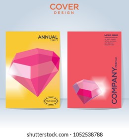 Vector Illustration business concept cover design. diamond on yellow andpink background.