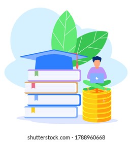 Vector illustration of a business concept. Entrepreneurs achieve success with experience, guidance, business education. Work management, investment and business consultancy.