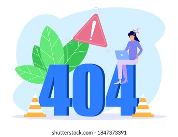 Vector Illustration Of Business Concept, Error 404, Freeze From Internet, Unavailable, Annoyed And Disappointed Business People.