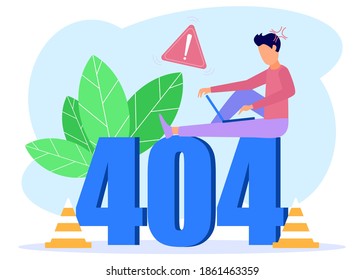 Vector Illustration Of Business Concept, Error 404, Freeze From Internet, Unavailable, Annoyed And Disappointed Business People.