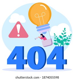 Vector illustration of business concept, error 404, Internet signal is interrupted, unavailable, businessperson annoyed and disappointed.