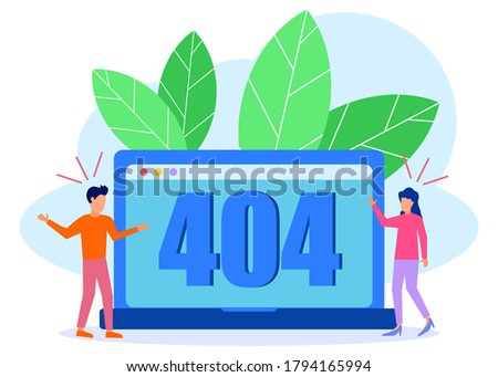 Vector illustration of business concept, error 404, freeze from Internet, unavailable, annoyed and disappointed business people.